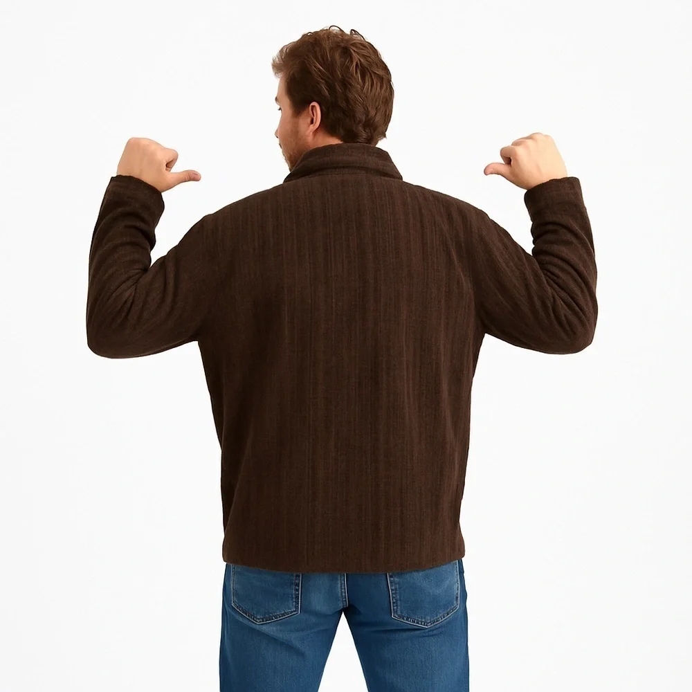 CONCEPTS by CLAIBORNE Vintage Chocolate Brown Velour Pull Over Sweater Size XL